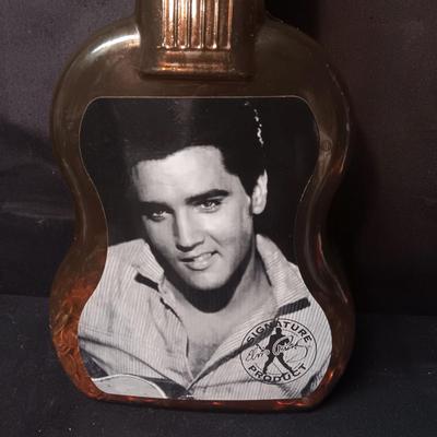 22" TALL PLASTIC ELVIS GUITAR COIN BANK WITH MANY PENNIES INCLUDED