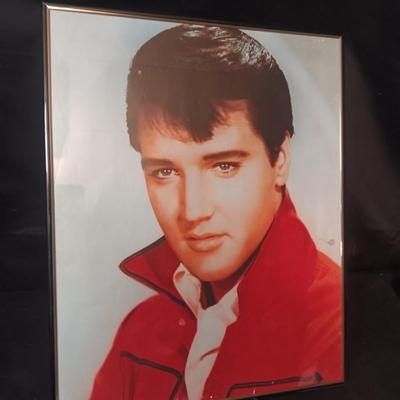 FRAMED ELVIS POSTER AND SOME MAGNETS
