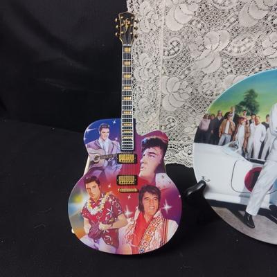 A LEGEND IN LIGHTS ELVIS GUITAR AND ELVIS PLATE