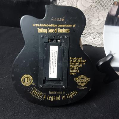 A LEGEND IN LIGHTS ELVIS GUITAR AND ELVIS PLATE