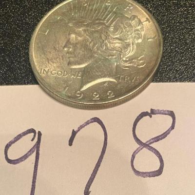 1922 P Silver Peace Dollar Coin