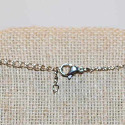 Green Stem Pineapple PENDANT (1⅛" x ¾") with 19 Yellow Stones on a Silvery Setting & Silver Tone Necklace Chain 20" L
