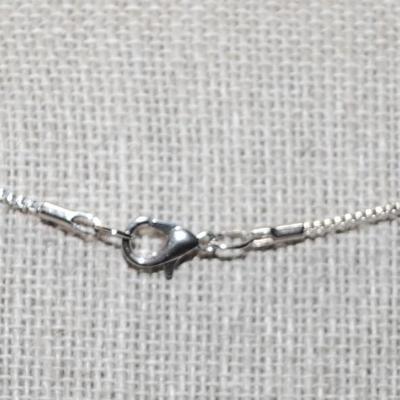 6 Multicolored Stones on a Round PENDANT (½" Circ.) & Silvery Half Circles on a Silver Tone Necklace Chain 18" L