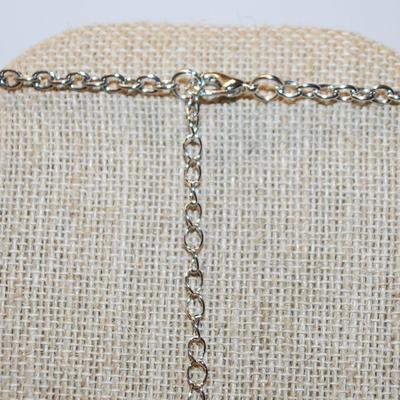 Large Black-Eyed Silvery Bat PENDANT (2½" x 1½") with Lots of Clear Stones on a Silver Tone Necklace Chain 16" L