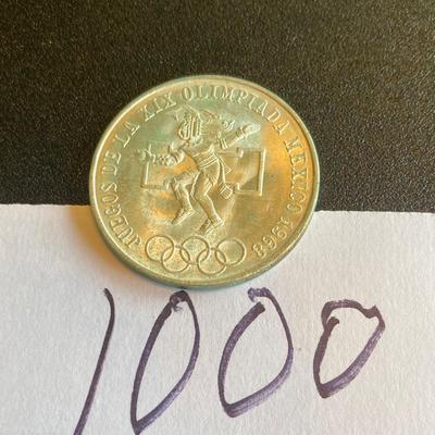 1968 Mexico 25 Peso Olympic Silver Coin