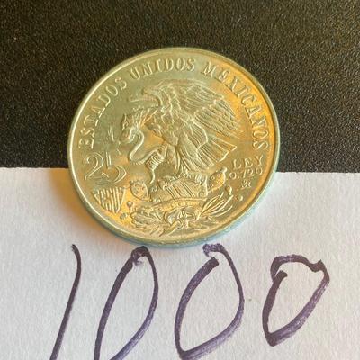 1968 Mexico 25 Peso Olympic Silver Coin