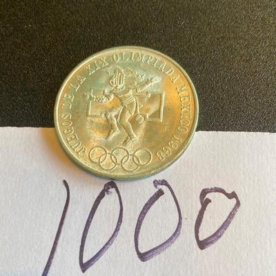 1968 Mexico 25 Peso Olympic Silver Coin