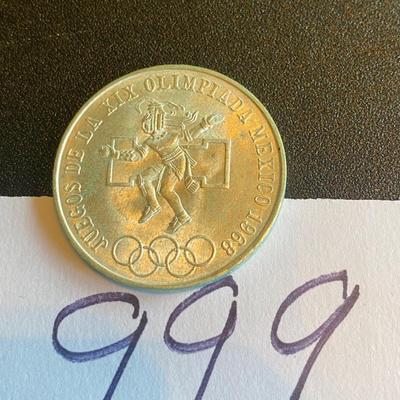 1968 25 Peso Mexico Olympic Silver Coin