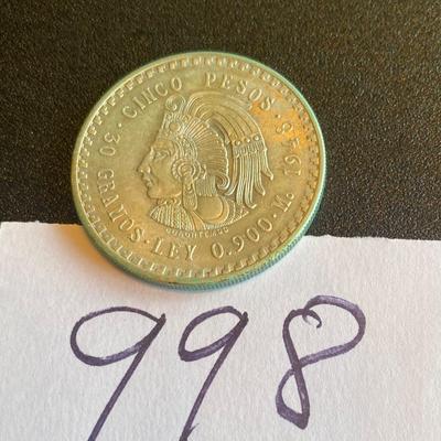 Moneda 1948 Silver 5 Peso Coin