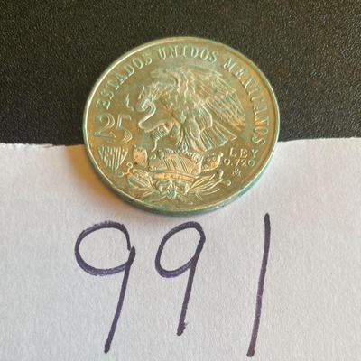 Mexico 1968 Olympic Silver Coin