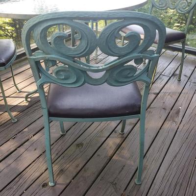 Metal and Glass Top Outdoor Table and Chairs (KD-KD)