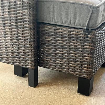 CREATIVE COURTYARDS INT. ~ Five (5) Piece Outdoor Sectional Resin Wicker With Table & Two Ottomans