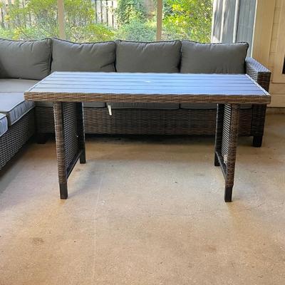 CREATIVE COURTYARDS INT. ~ Five (5) Piece Outdoor Sectional Resin Wicker With Table & Two Ottomans