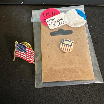 USA Olympic pin and Flag
