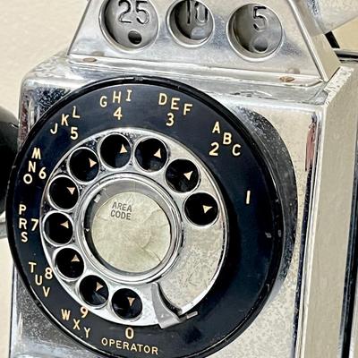 AUTOMATIC ELECTRIC CO. ~ Vtg. Three (3) Slot Coin Chrome Rotary Pay Phone