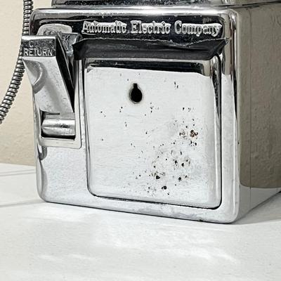 AUTOMATIC ELECTRIC CO. ~ Vtg. Three (3) Slot Coin Chrome Rotary Pay Phone