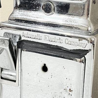 AUTOMATIC ELECTRIC CO. ~ Vtg. Three (3) Slot Coin Chrome Rotary Pay Phone