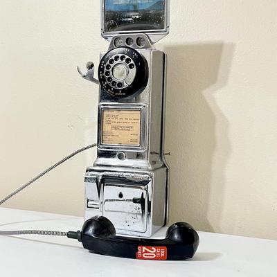 AUTOMATIC ELECTRIC CO. ~ Vtg. Three (3) Slot Coin Chrome Rotary Pay Phone