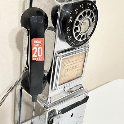 AUTOMATIC ELECTRIC CO. ~ Vtg. Three (3) Slot Coin Chrome Rotary Pay Phone