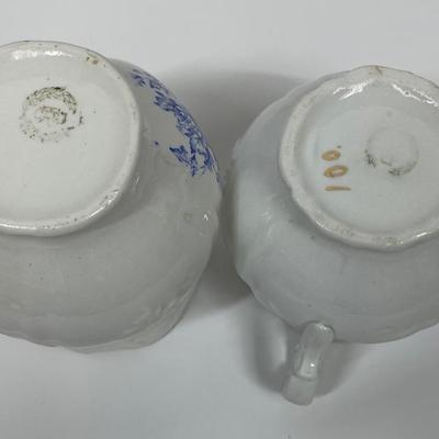 Antique Porcelain Creamer and small Vase - cornflower blue flowers