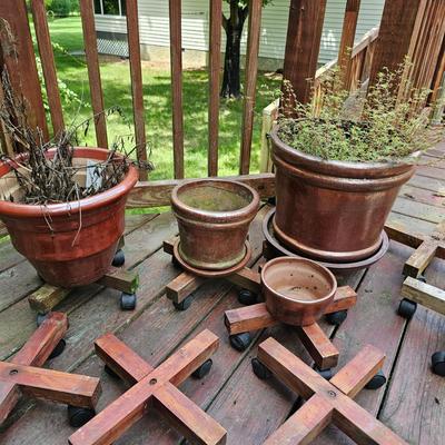 Glazed Ceramic Pots & Rolling Stands (Y-JS)