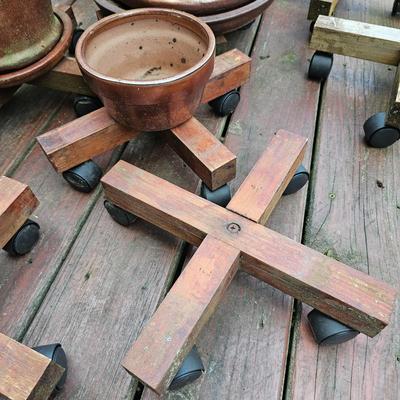 Glazed Ceramic Pots & Rolling Stands (Y-JS)