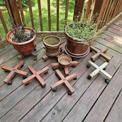 Glazed Ceramic Pots & Rolling Stands (Y-JS)