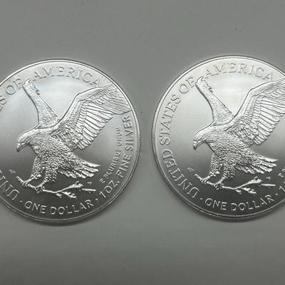 Pair 2023 $1 American Eagle Silver Dolars Uncirculated