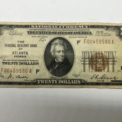 1928 $20 Federal Reserve Bank of Atlanta Georgia