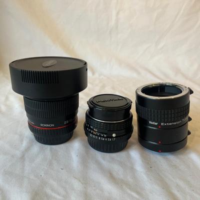 Rokinon 2.8/12mm Fish Eye Lens, SMC Pentax Lens & Lens Extension Tubes (O-MG)