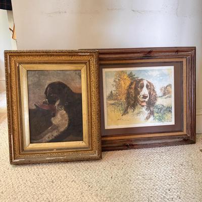 Robert Abbett Signed Springer Spaniel and Antique Spaniel Painting (MB-DZ)