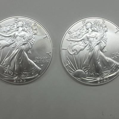 Pair 2023 $1 Peace Silver Dollars Uncirculated