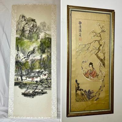 Framed Japanese Silk Painting & More (P-RG)
