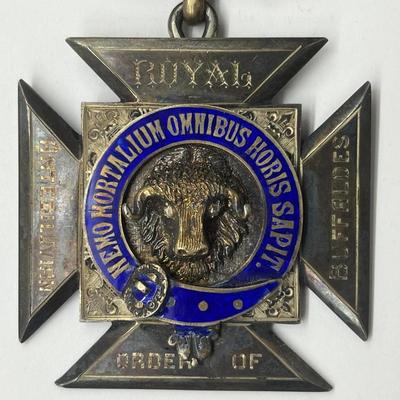 Large Sterling Silver Royal Order of Buffaloes Medal Award