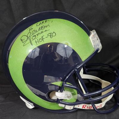 Deacon Jones SIGNED Los Angeles Rams Full Size Helmet HOF 80 Authentic Memorabilia