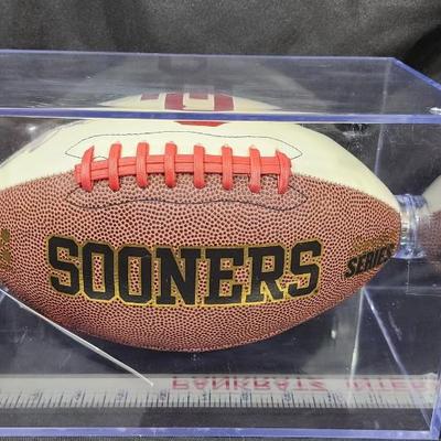 Steve Owens Signed Oklahoma Sooners Logo Football W/JSA COA