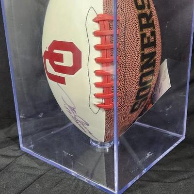 Steve Owens Signed Oklahoma Sooners Logo Football W/JSA COA