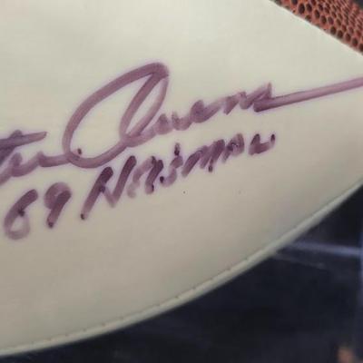 Steve Owens Signed Oklahoma Sooners Logo Football W/JSA COA