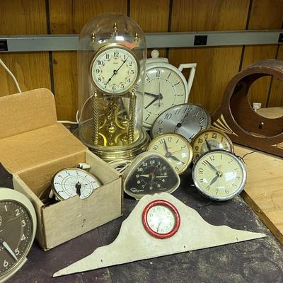 Clock Faces and Assorted Clocks Lot