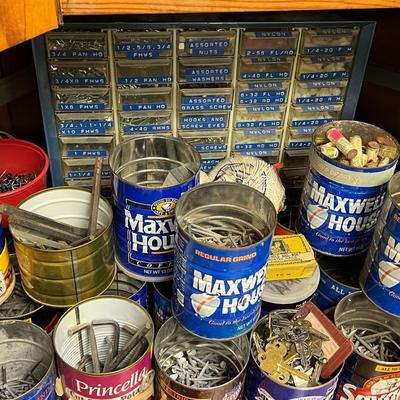 Nuts, Washers, Screws and Coffee Cans Filled w/ Similar Misc Hardware Lot
