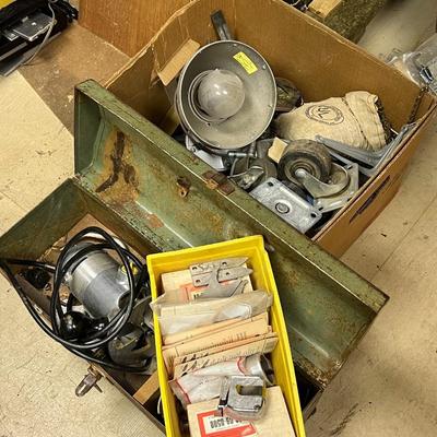 Utility Wheels, Shelf Mounts, Tool Chest w/ Misc Tools Lot