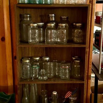 Assortment of Ball Mason Jars and Misc Bottles Lot