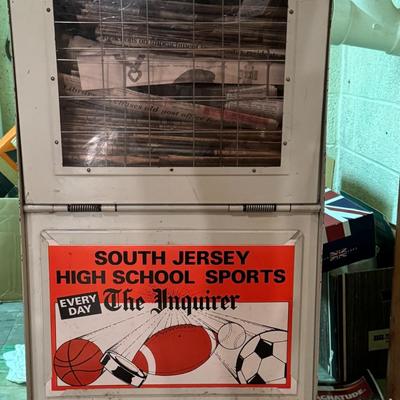 Metal Newspaper Box w/ Newspapers and Magazines Lot