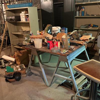 Metal Chair, Cabinet and Work Table Lot