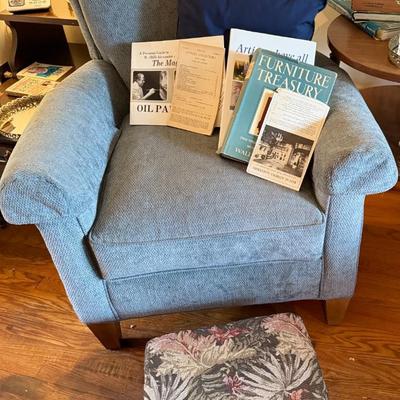 Blue Chair, Stool and Books Lot