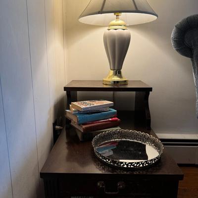 Set of Wood End Tables- Includes Lamps and Contents