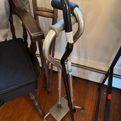Antique Wood Crutches and Footed Canes Lot