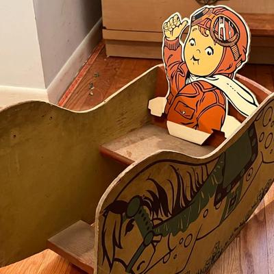 1950s Toddler Horse and Scotty Wood Rockers and Baby Doll Crib