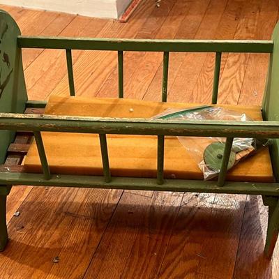 1950s Toddler Horse and Scotty Wood Rockers and Baby Doll Crib