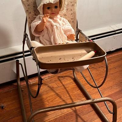 Antique Baby Bouncer and Doll